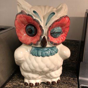 Anthropologie Ceramic Owl Cookie Jar